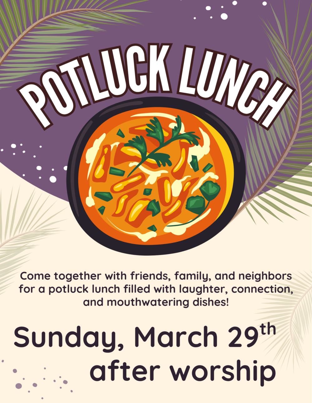Palm Sunday Potluck Lunch